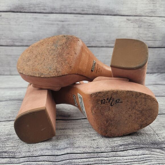 Schutz Women's Platform Block Heels Shoes Blush Suede Ankle Strap 8.5B - Picture 10 of 12